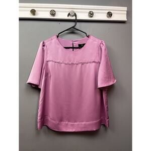 J. Crew Factory Lavender Pink Short Sleeve Silk Blouse